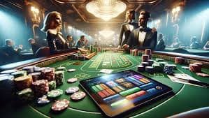 Tata letak meja American Roulette dengan berbagai area taruhan